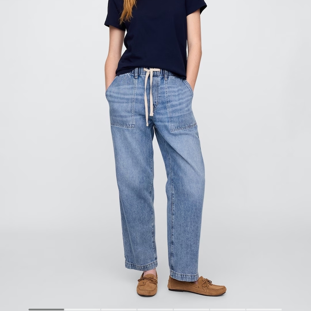 Light Blue Women's Relaxed Drawstring Jeans
